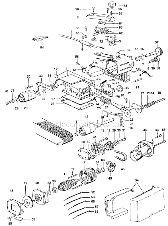 Page A Diagram and Parts List for 4024 Type 4 Black and Decker Belt or Drum Sander